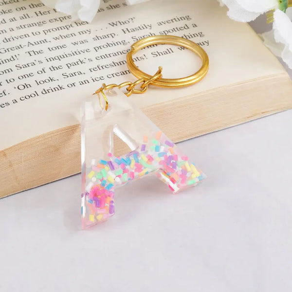 Customized Resin Keychain With Multi-Colour Transparent Alphabet A
