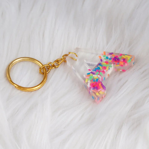 Customized Resin Keychain With Multi-Colour Transparent Alphabet A