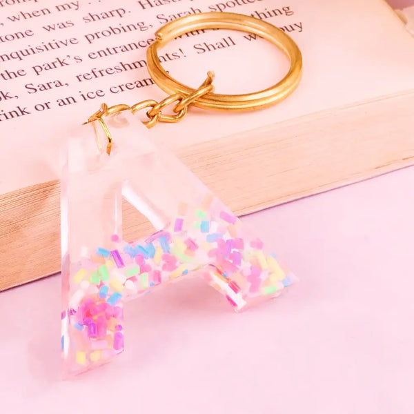 Customized Resin Keychain With Multi-Colour Transparent Alphabet A