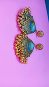 Blue Golden & White Combination Jhumka