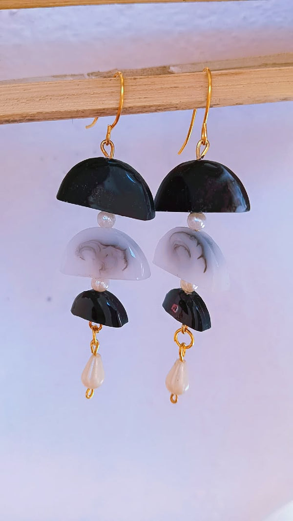 Black & White Combination Hoop Earrings
