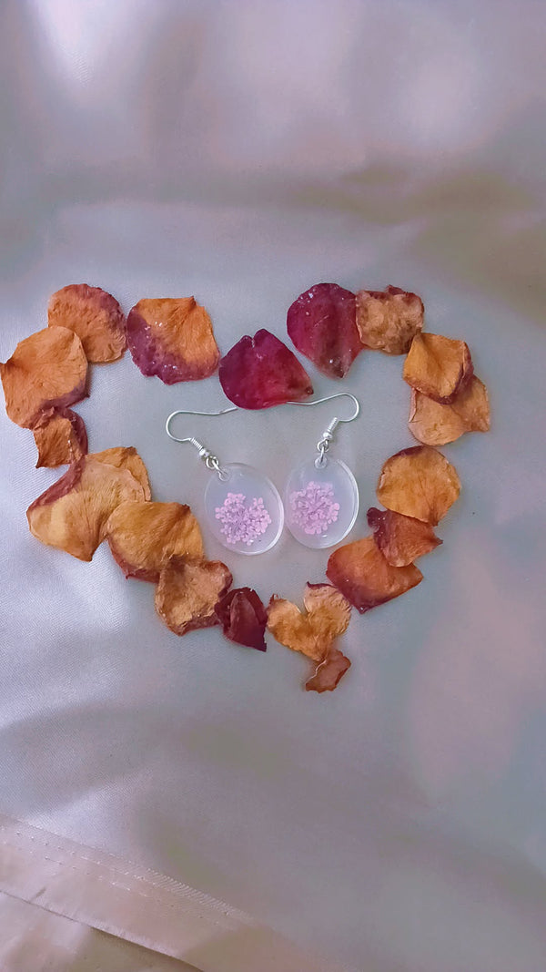 Pink Flower Resin Earrings