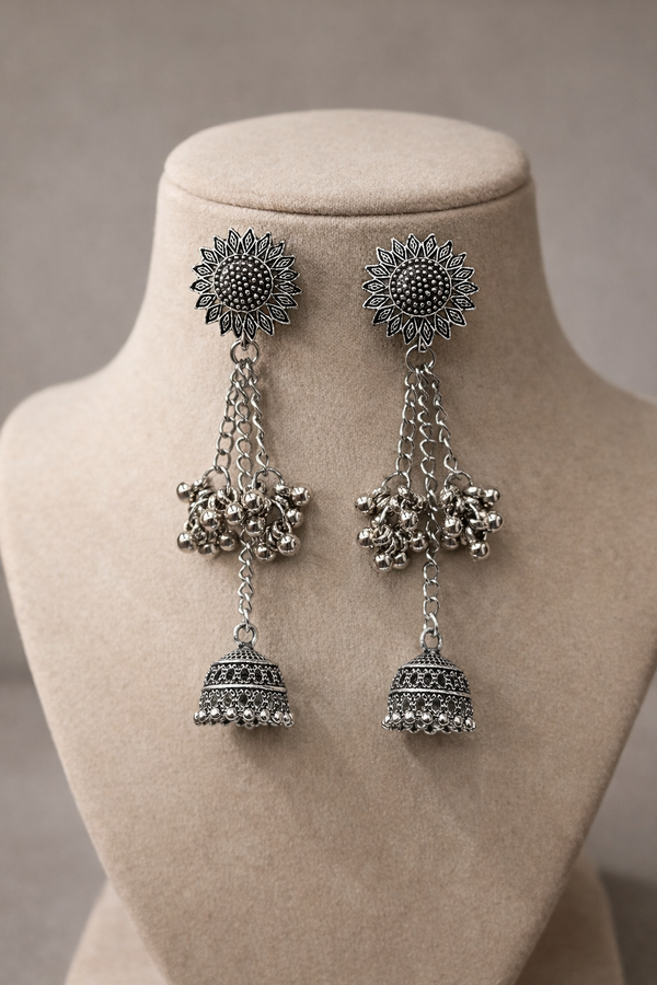 Mini Kashmiri Silver Jhumka Earrings