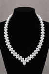 Elegant Pearl Beaded Necklace with Center Pearl Pendant