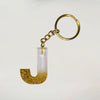 Stylish Golden Glitter Resin Keychain – Elegant "G" Initial