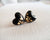 Earrings Stud black & Golden