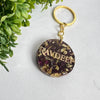 Round Shape Lily and Rose Flower Preservation Name Resin Keychain