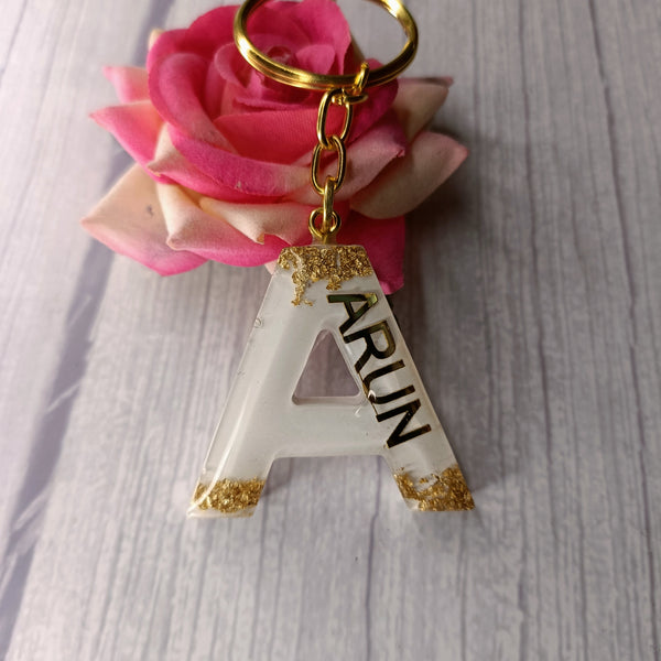 Personalized White Resin Keychains With A Initials