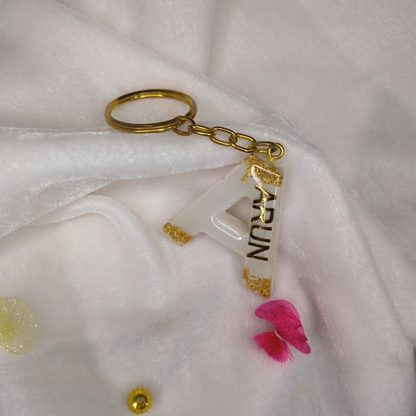 Personalized White Resin Keychains With A Initials