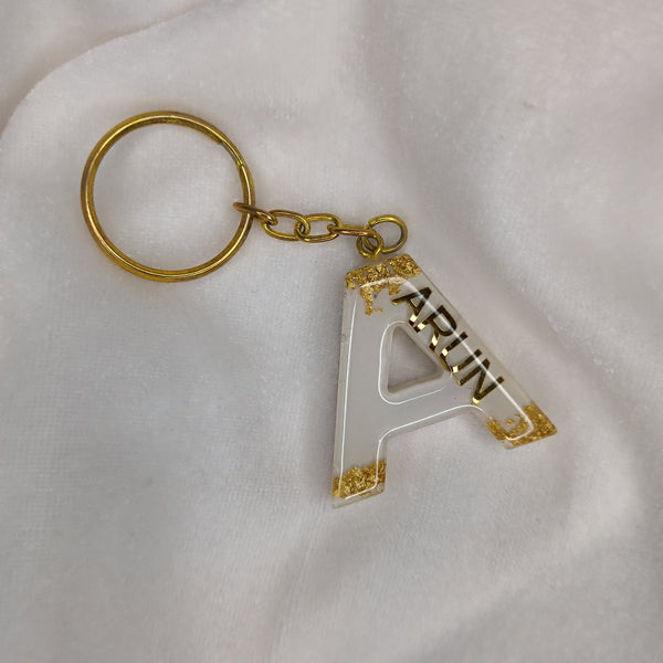 Personalized White Resin Keychains With A Initials