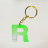 Trendy Green Transparent Resin Keychain with R Initial