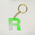 Trendy Green Transparent Resin Keychain with R Initial