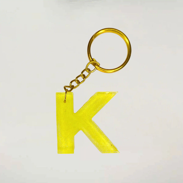 Yellow Resin Keychains with K Initials | Gift for Mother